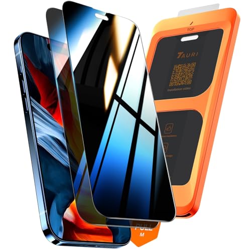 TAURI Protetor de ecrã para iPhone 16 Pro Max, 2 lâminas de vidro temperado 1 ferramenta de instalação sem pó, anti-riscos protetor ecrã privacidade, sem pó sem bolhas