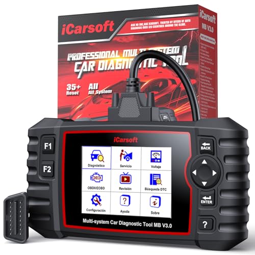 iCarsoft MB V3.0 OBD2 Máquina de diagnóstico de carro para Ben.z/Sprinter/Smart, scanner bidirecional de todo o sistema, 35 funções de reinicialização, teste de bateria, vinil automático, atualizações