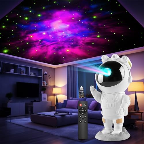 Projetor estrelas astronauta, Galaxy Projetor Starry Night Light, com temporizador, controlo remoto e 360° lâmpada de rotação projetor galáxia teto de quarto, presentes para crianças e adultos