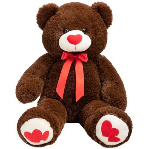 BEJOY Urso de peluche de 91 cm, urso grande, com amor, coração vermelho, presente para namorada e crianças, chocolate