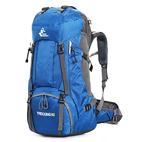 Mochila de caminhada leve impermeável de 60 l com cobertura de chuva, mochila desportiva ao ar livre para escalada campismo e turismo, 26.77*13*7.87 inches