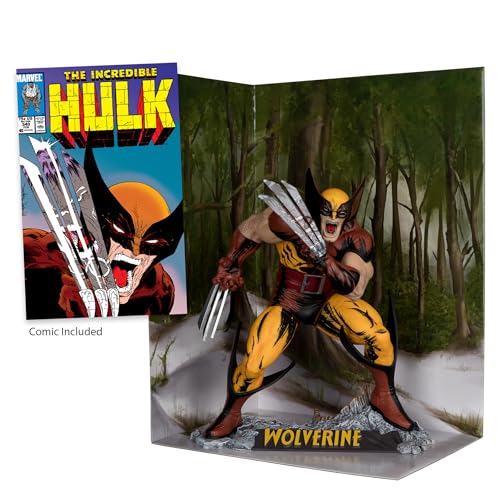 McFarlane Toys - Marvel Wolverine colecionável em escala 1:6 com cena (The Incredible Hulk #340)