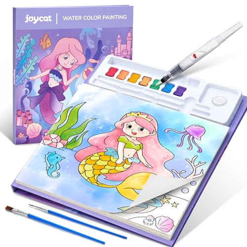 JoyCat Livro para colorir com aquarelas para crianças pequenas a partir dos 3-8 anos, conjunto de aguarela para arte e artesanato, brinquedo educativo como presente de aniversário para meninos e