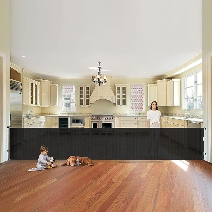 Porta de bebé extra longa - 5 m, extra larga para aberturas grandes, porta retrátil extra longa para crianças e animais de estimação, porta de bebé grande para interior e exterior