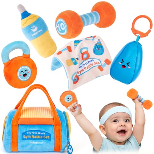 hahaland Brinquedos bebés 0 3 6 meses - chocalho fitness de peluche suave brinquedos Montessori sensoriais - Tummy Time presente bebé recém-nascido 6-12 meses