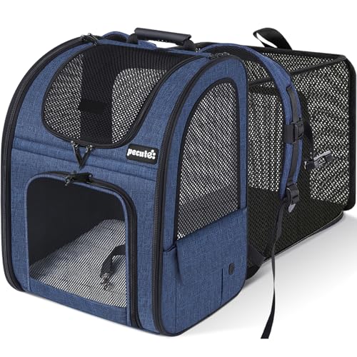 Pecute Transportin gato mochilas para gatos e cães bolsa para animais de estimação expansível e dobrável, carga máxima 10 kg, para viajar de comboio/carro/restaurante/avião