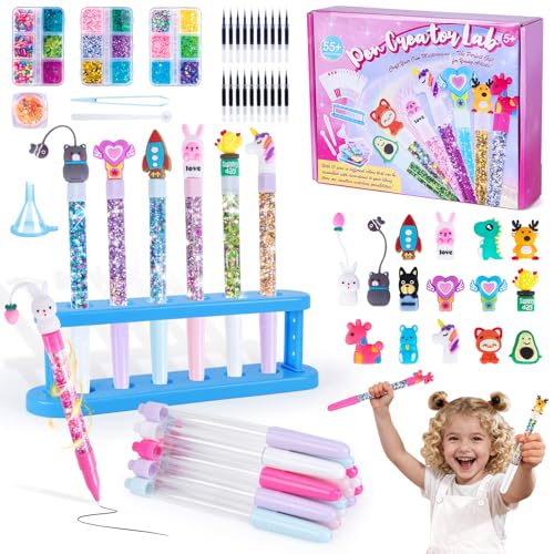FGZU Kit para fabricante de canetas com 55 PCS, presente para meninas 6 7 8 9 10 11 12 anos, kit de artesanato para crianças, brinquedos criativos para faculdades e festas de aniversário