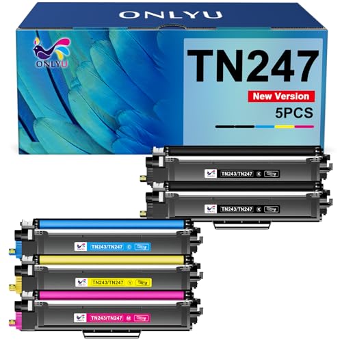 ONLYU TN247 Compatível para Toner Brother DCP-l3550CDW TN243cmYK TN243 Toner Brother MFC-l3770CDW DCP-L3550CDW MFC-L3750CDW MFC-L3770CW HL-L3233W 0CDW DCP. -L3510CDW HL-L3210CW (embalagem de 5)