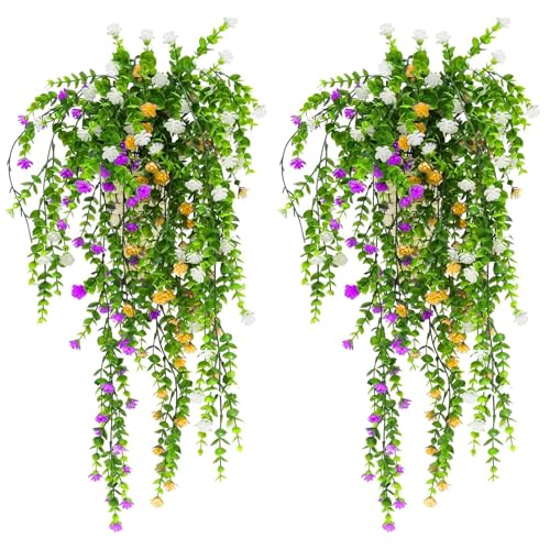milaosk 3 peças pacote de plantas artificiais pendentes, plantas artificiais decorativas hera artificial flores pendentes artificiais para decoração de jardim com varanda interior exterior 80 cm