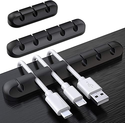 SOULWIT® Clipes de suporte de cabo melhorados, organizador de cabos de 3 peças auto-adesivo, clipes para cabos duradouros para a gestão de cabos de carregamento USB de mesa