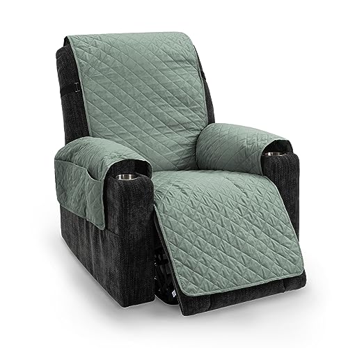 TIANSHU Capa de poltrona impermeável capa poltrona Relax reutilizável acolchoado reversível capas de poltrona Relax ajustáveis antiderrapante lavável animais de estimação amigáveis (verde claro)