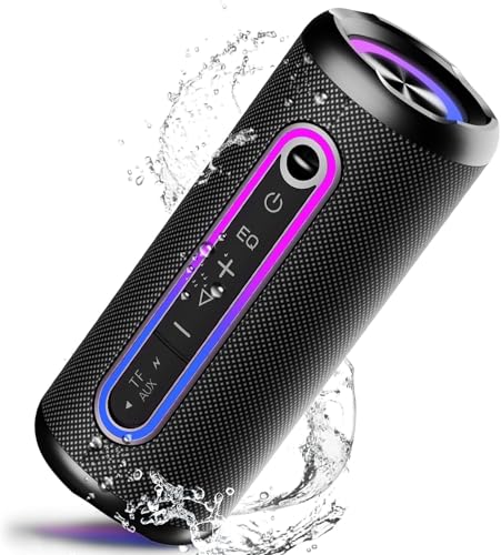 taopodo Altifalante Bluetooth 5.4, 30 W altifalante portátil potente com 3 modos de agudos/médios/graves, luz LED de 5 modos, 30H de reprodução Bluetooth Speaker, impermeável IPX7, suporta micro SD