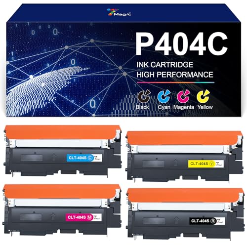 7Magic Cartuchos de toner compatível para toner Samsung Xpress SL C480W C430W C480FW C430 C480 C48X C43X para Samsung CLT-P404C CLT P404C CLT-404S CLT-K404S CLT-C404S P-M 404S CLT-Y404S (pacote de 4)