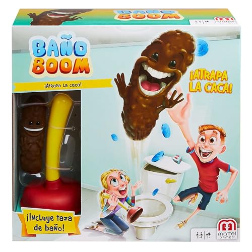 Mattel Baño Boom, Atrapa la Caca, jogo de mesa infantil (Mattel FWW30)