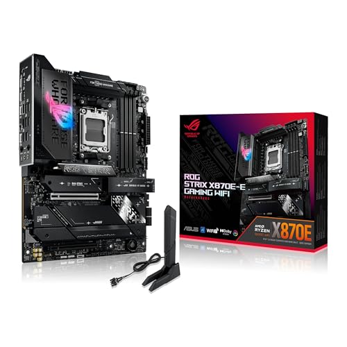 ASUS ROG Strix X870E-E Gaming WiFi, placa base AMD ATX, 18 + 2 etapas de potência, DDR5, 5X M.2, PCIe 5.0, compatível com GPU de última geração, WiFi 7, USB 20G com PD 3.0 de até 30 W