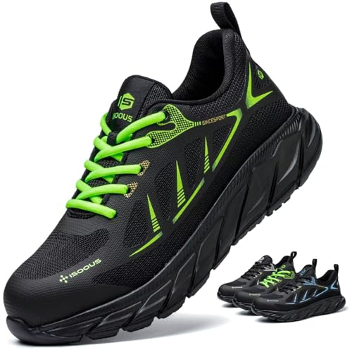 ISOOUS Sapatos de segurança homem mulher calçado de segurança leve antiderrapante sapatos de trabalho confortável com biqueira de aço respirável