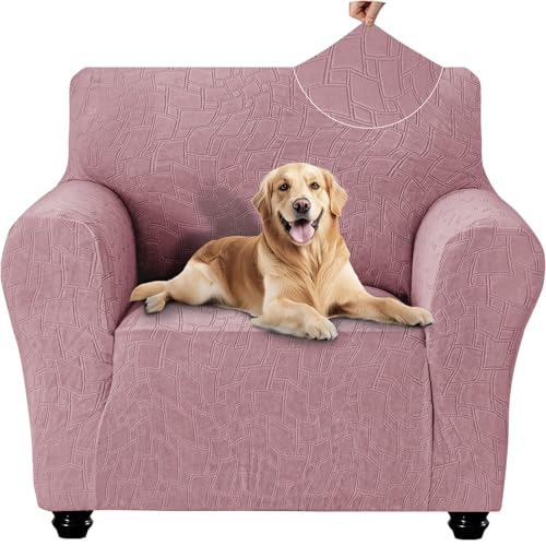Ystyle Capa para sofá de 1 lugar, Couch Cover elásticas, capa para sofá anti-riscos gatos, forro para sofá antiderrapante, protetor antimanchas, lavável, sofá Cover anti-cães, rosa