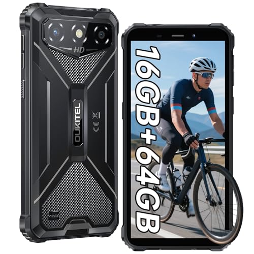 OUKITEL G3 Móvel rugerizado 2025, 16 GB RAM + 64 GB ROM/TF 1TB telemóvel inquebrável, 6,0 '' resistente ao telemóvel, bateria 6300 mAh, câmara 13 MP Smartphone Android 14, dual SIM 4G/Face ID/GPS
