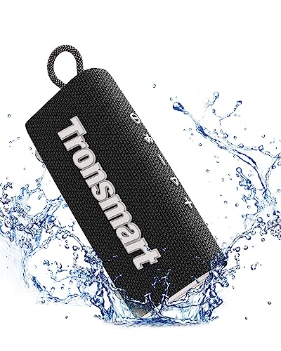 Tronsmart Trip Altifalante portátil Bluetooth 5.3, IPX7 Waterproof, microfone incorporado, True Wireless Stereo e assistente de voz, 20H de reprodução com som de alta fidelidade - preto