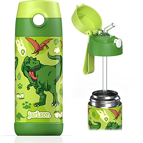 Jarlson Garrafa de água sem bpa para crianças, garrafas de água de aço inoxidável, térmicas, à prova de fugas, para a escola e desportos, o termos térmico, 350 ml