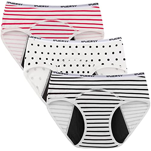 INNERSY Cuecas menstruais para menina roupa interior proteção algodão cuecas régua 8-16 anos pack de 3