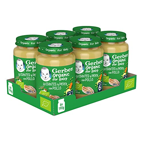 GERBER Ervilhas orgânicas batata frango, a partir de 6 meses, 6 x 190 g
