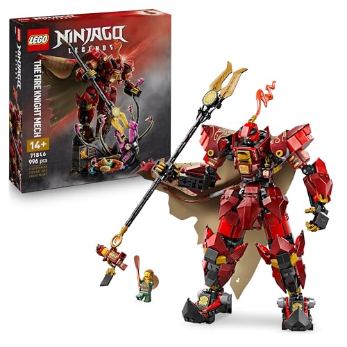 LEGO NINJAGO Meca cavalheiro do fogo - brinquedo de construção com figura articulada, 2 minifiguras (inc. Kai) e Monstro marinho - kit de maquilhagem - presente para meninos de 14 anos e adolescentes