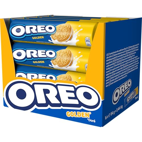 Oreo Golden bolachas de baunilha recheadas com creme sabor baunilha 154 g - pacote de 16
