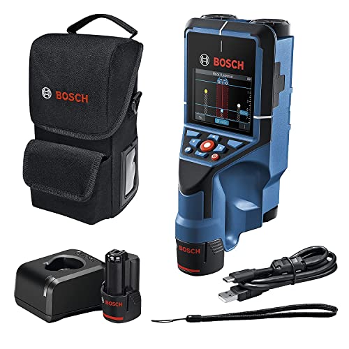 Bosch Professional 12 V System Detector D-tect 200 C (2 baterias 12 V, deteção de cabos, tubos de metal e plástico, parafusos e cavidades, cabo USB-C) - Amazon Exclusive Set