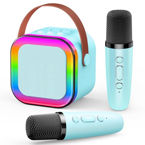 Dislocati Microfone de karaokê para crianças, presente infantil 3-12 anos microfone karaoke brinquedos crianças 3-12 anos karaoke 2 microfones sem fios presente criança 4-12 anos