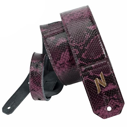 Nefelibata Correia de guitarra, 2,3 polegadas de grão de cobra mão Cowhide correia de guitarra com acolchoado para baixo, guitarras elétricas e acústicas