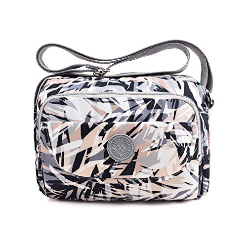 tuokener Mala de nylon mulher, mala de tiracolo pequena e impermeável, estampada, mala de viagem.