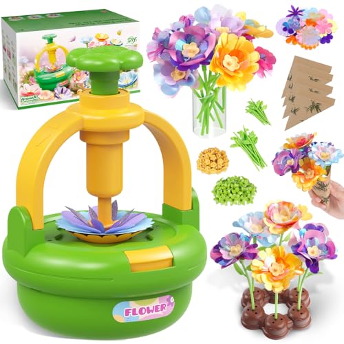 TingingYuli Conjunto de trabalhos manuais para crianças dos 4 aos 8 anos, ramo de flores de tecido, brinquedos de bricolage, ramos exclusivos para meninas de 3 a 9 anos e presentes de aniversário