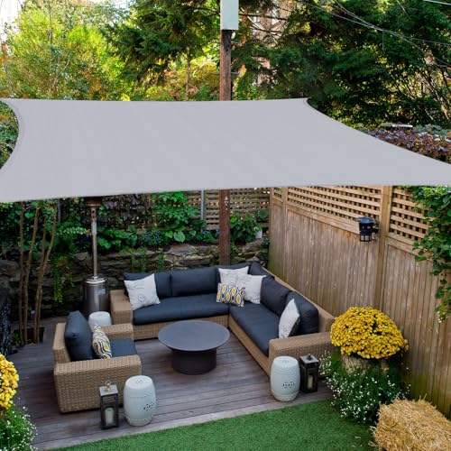 HAIKUS Toldo, vela de sombra, retangular, 5 x 5 m, respirável, resistente a 98% raios UV, para exteriores, pátio, jardim, terraços, cinzento claro,