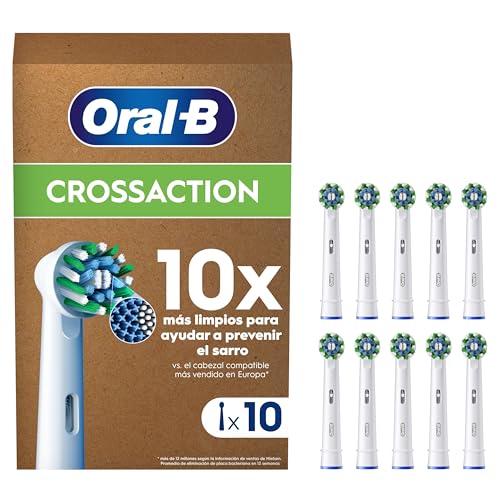 Oral-B Pro CrossAction Peças sobresselentes para escova de dentes elétrica, conjunto de 10 cabeças, branco (tamanho da caixa de correio)