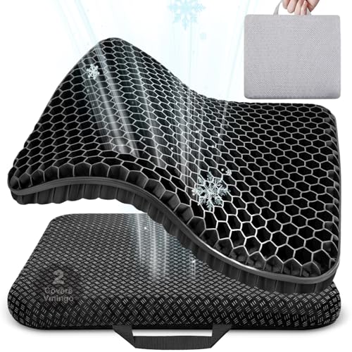Vmingo Almofada de gel, almofada cadeira de escritório, almofada anti-escaras, macia e confortável com capa removível, suporte respirável com capa antiderrapante, ideal para carro, escritório e