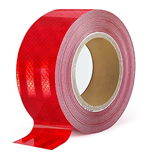 XFXIA Fita refletora adesiva, Res Istente ao autocolante refletor, fita de segurança auto-adesiva para carro camião mota barco bicicleta reboque Camper (20 m x 5 cm/2" x 66 pés, vermelho-1)