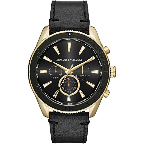 Armani Exchange Relógio para homem, movimento cronógrafo e caixa de 46 mm com correia de aço, pele ou silicone