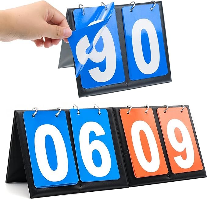 AMJKEJI 2 peças marcador desportivo, marcador de pontuação Flip marcador portátil 2 dígitos marcador para voleibol, basquetebol, ténis de mesa, competição desportiva