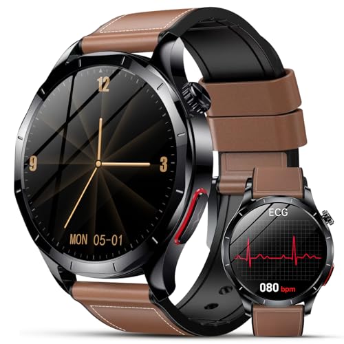 Lgnitek Relógio militar para homem, 1,43''HD Display Smartwatch saúde com LED lanterna e bússola/chamadas Bluetooth/SOS, 100 modos desportivos/24H pulso de sono atividade para Android iOS