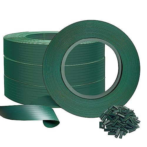 VOUNOT® Tiras de proteção visual de PVC 300 m x 4,7 cm para cerca de jardim e cerca de dupla haste, protetor de privacidade com 600 clipes de fixação, verde