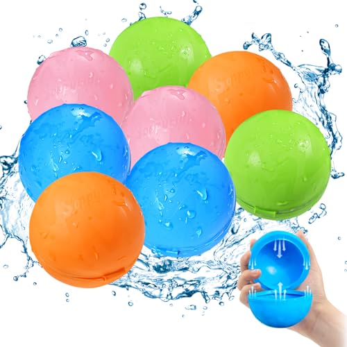 SOPPYCID Balões de água reutilizáveis, bolas de água de silicone, balão de água magnético para jogos ao ar livre, festas de verão (8 peças