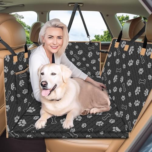 Lekespring Protetor de assento para animais de estimação com base de madeira reforçada - capa de carro cão impermeável 3 em 1, antiderrapante, anti-riscos, compatível com SUV/sedan / camionetas