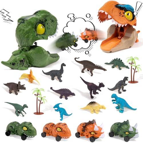 KADAYAYA Brinquedos de dinossauros para crianças 3 4 5 anos, conjunto de figuras de dinossauro, carro dinossauro brinquedo de veículo para meninos e meninas 2 3 4 5 6 anos brinquedos para crianças de
