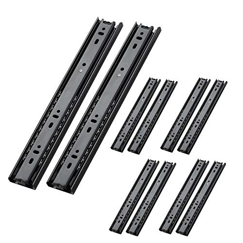 AOLISHENG 5 pars (10 peças) Guias de correr para gavetas 500 mm trilhos para gavetas extensão completa 45 kg capacidade carga guias laterais para gavetas com rolamento de esferas
