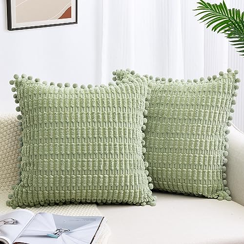 ZWJD Conjunto de 2 fronhas 60 x 60 almofadas de sofá de veludo macio capas de almofadas boho almofadas decorativas modernas decoração para sofá quarto casa carro capas de almofada verde