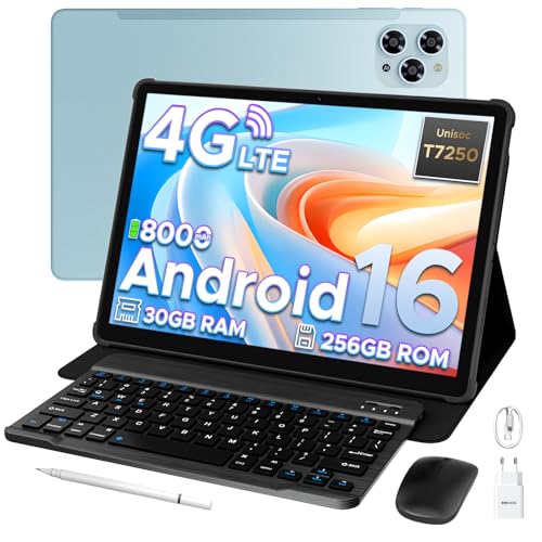 DOOGEE Tab G6 2025 Android 16 Tablet de 11 polegadas, tablet com cartão sim 30 GB RAM+256 GB ROM (TF 2TB), 8000 mAh Tablets com teclado e lapize, câmara 13 MP| Widevine L1|Netflix| Dual 4G | Wi Fi 5 |