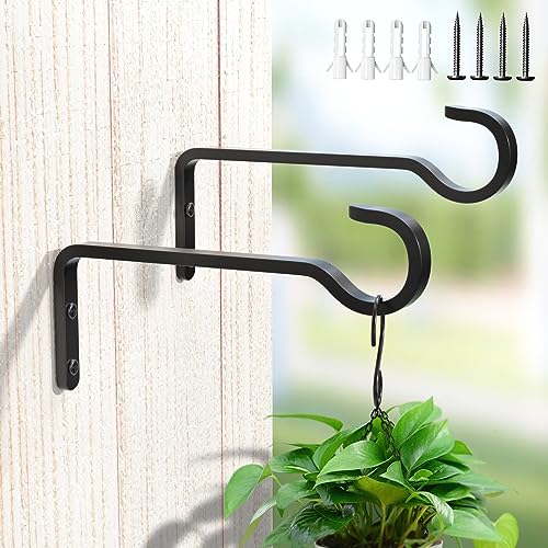 saffruff Embalagem de 2 ganchos de parede de 14,5 cm para vasos, suporte para plantas penduradas de ferro para pendurar plantas ao ar livre, gancho de parede para plantas
