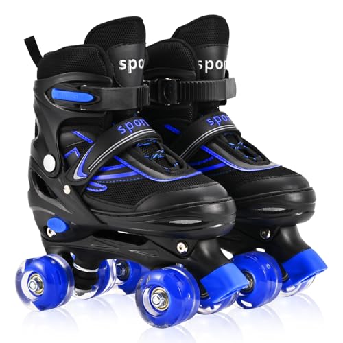 DUZSKJ Patins ajustáveis para meninos e meninas, patins ajustáveis com todas as rodas iluminadas para meninos pequenos, meninos grandes principiantes