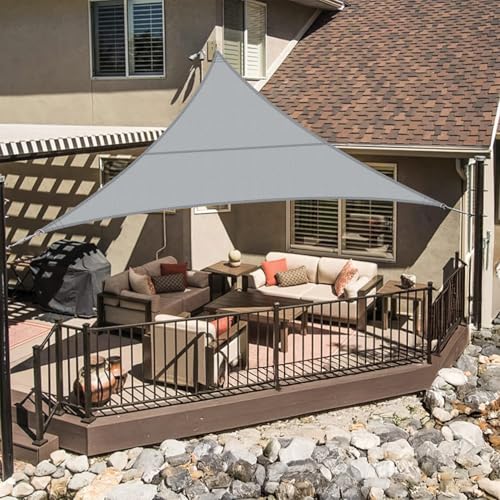 LOVE STORY Vela triangular de sombra, 3 x 3 x 3 m, impermeável, toldo cinzento, vela de sombra, PES poliéster de proteção UV a 95% para atividades ao ar livre, jardim, pátio
